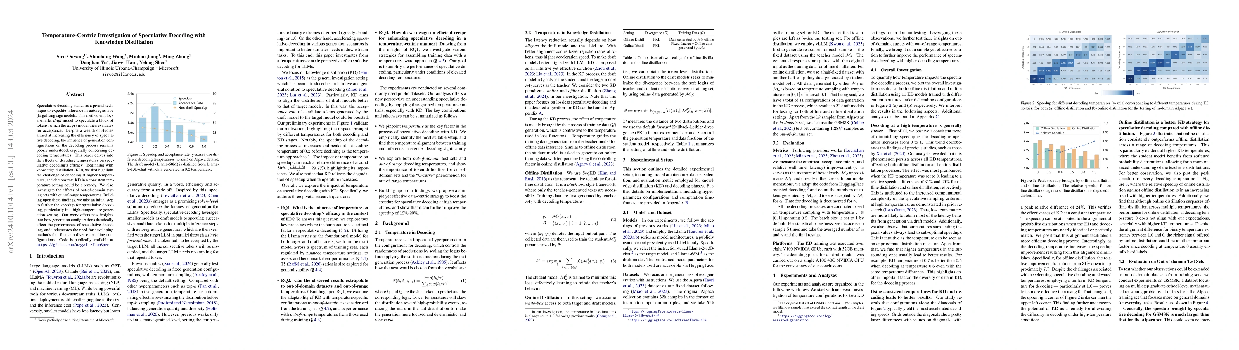 Thumbnail for Temperature-Centric Investigation of Speculative Decoding with Knowledge
  Distillation