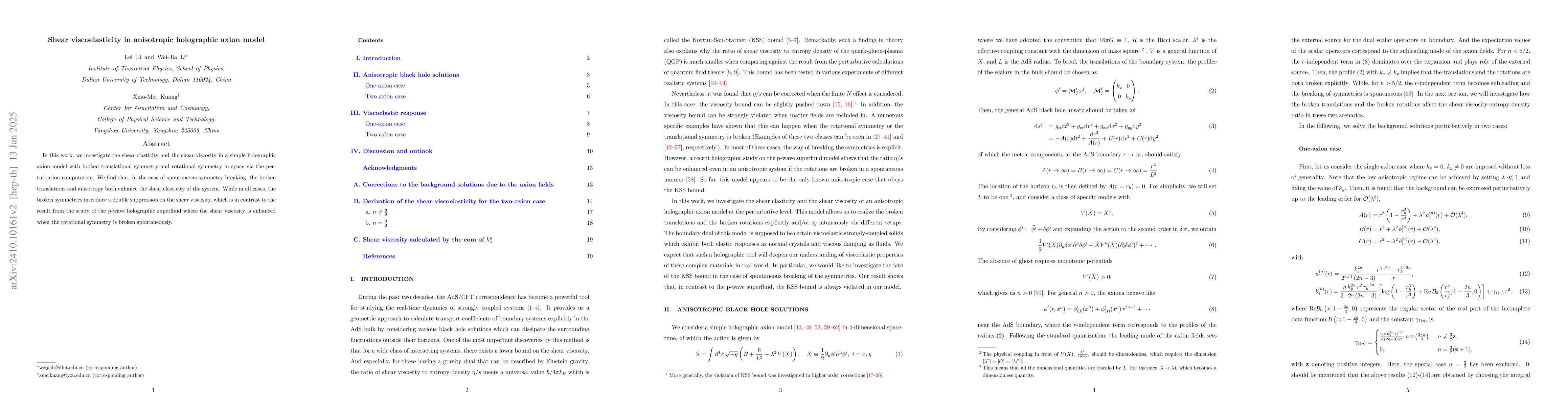 Thumbnail for Shear viscoelasticity in anisotropic holographic axion model