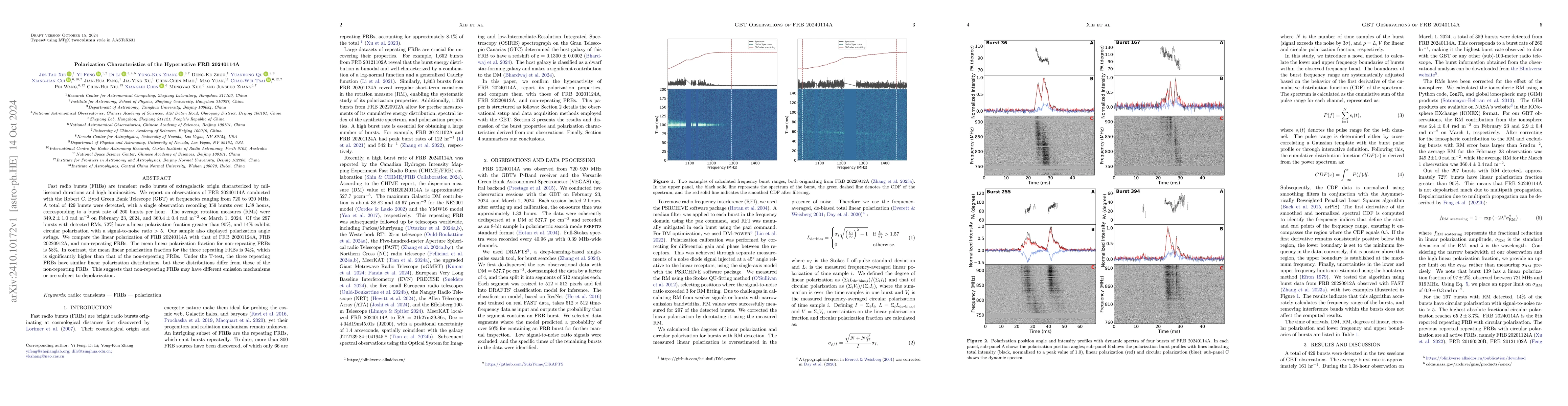 Thumbnail for Polarization Characteristics of the Hyperactive FRB 20240114A