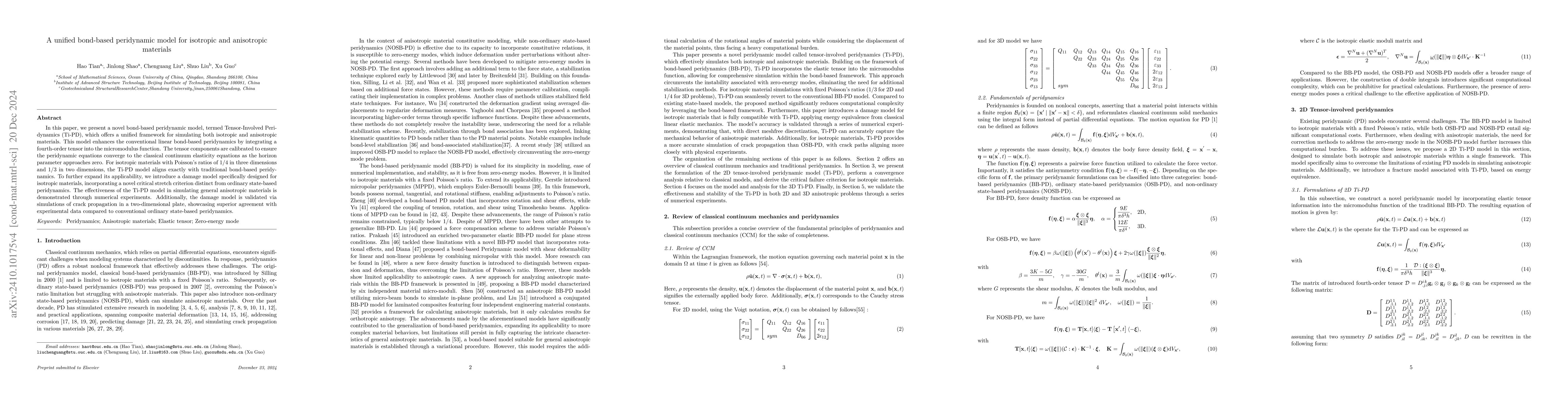 Thumbnail for Tensor-involved peridynamics: A unified framework for isotropic and
  anisotropic materials