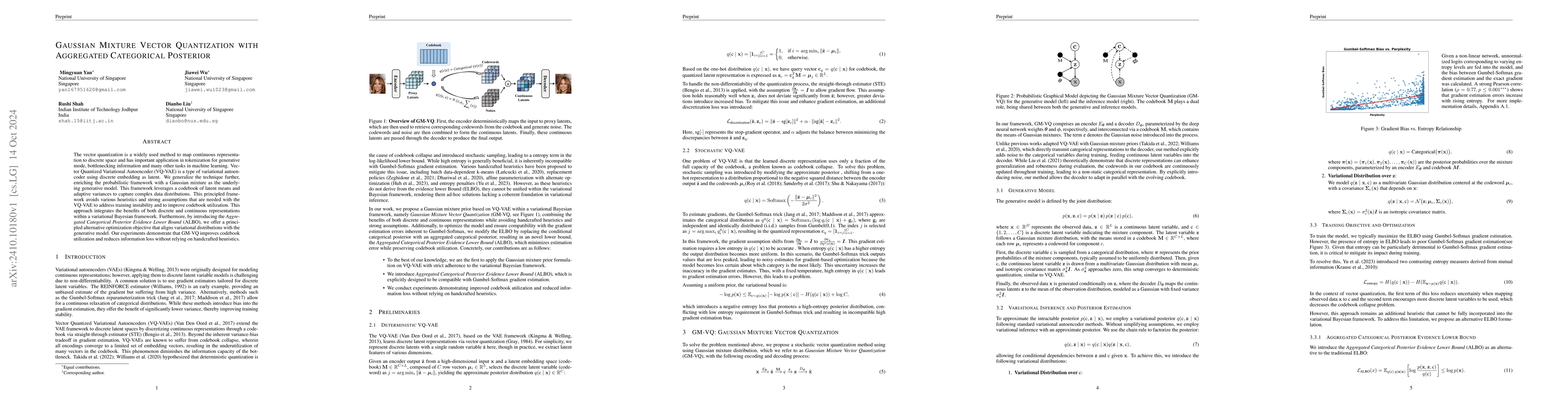Thumbnail for Gaussian Mixture Vector Quantization with Aggregated Categorical
  Posterior