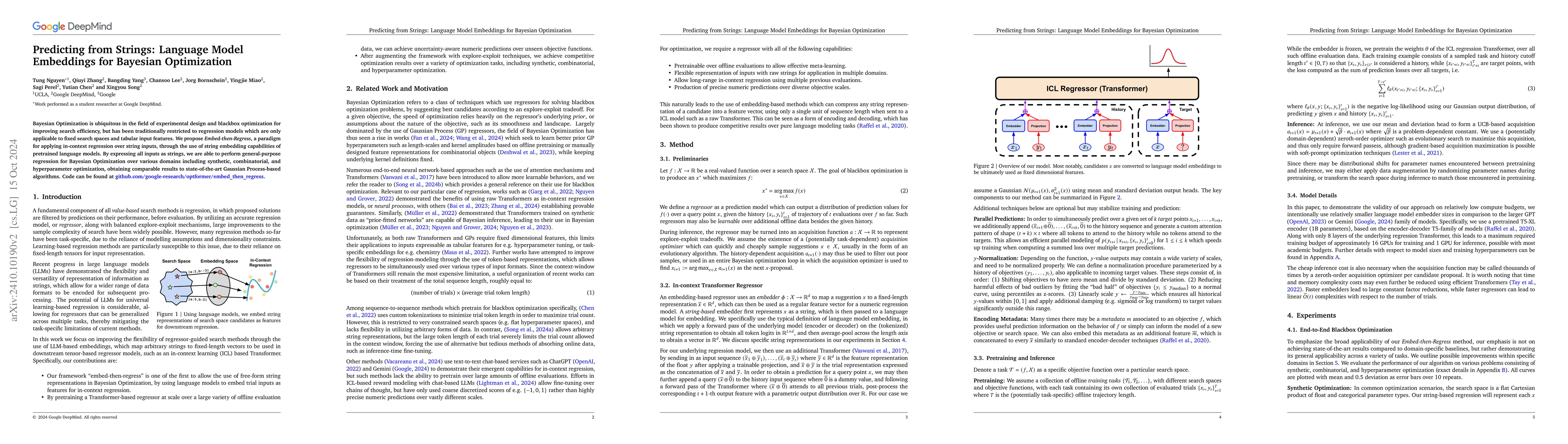 Thumbnail for Predicting from Strings: Language Model Embeddings for Bayesian
  Optimization