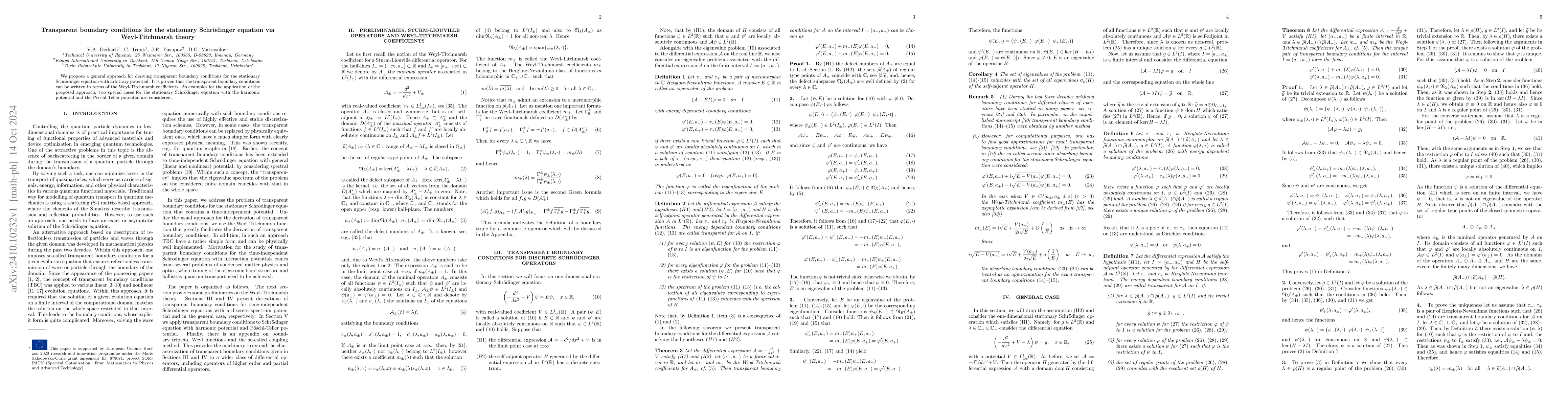 Thumbnail for Transparent boundary conditions for the stationary Schroedinger equation
  via Weyl-Titchmarsh theory
