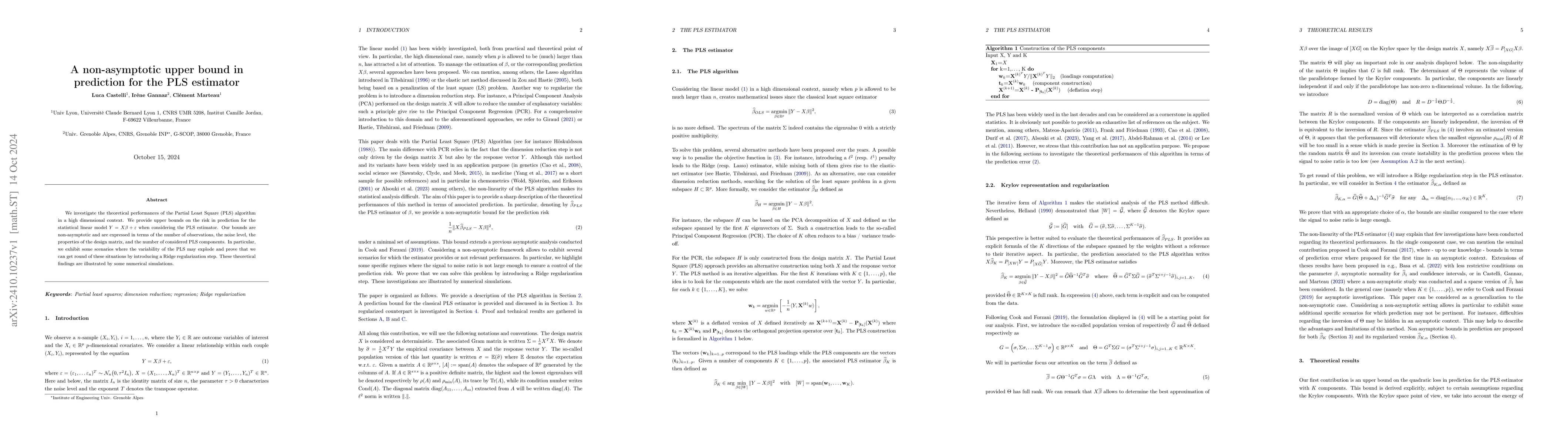 Thumbnail for A non-asymptotic upper bound in prediction for the PLS estimator