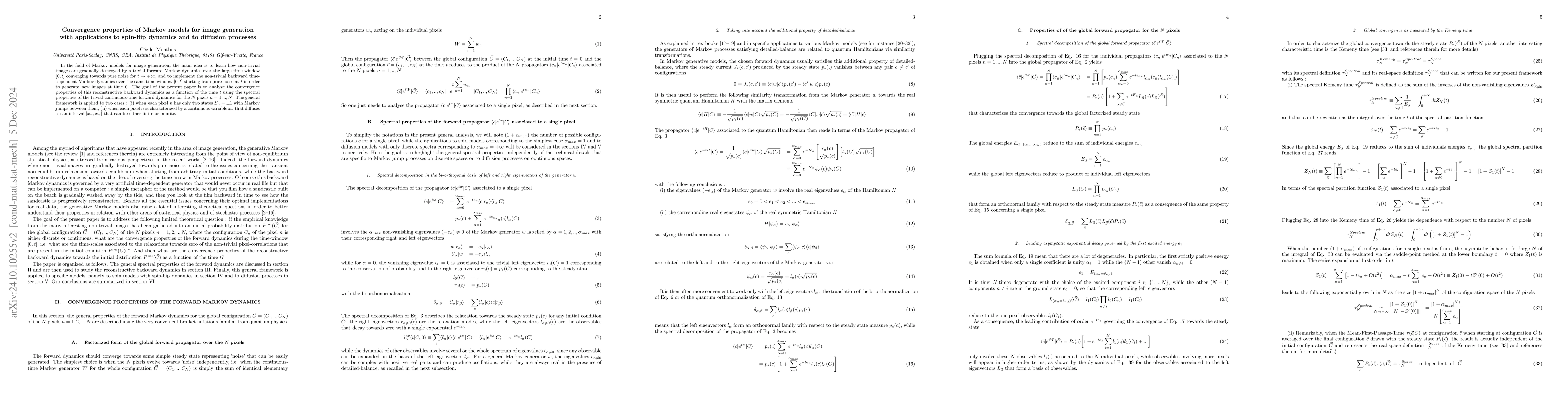 Thumbnail for Convergence properties of Markov models for image generation with
  applications to spin-flip dynamics and to diffusion processes