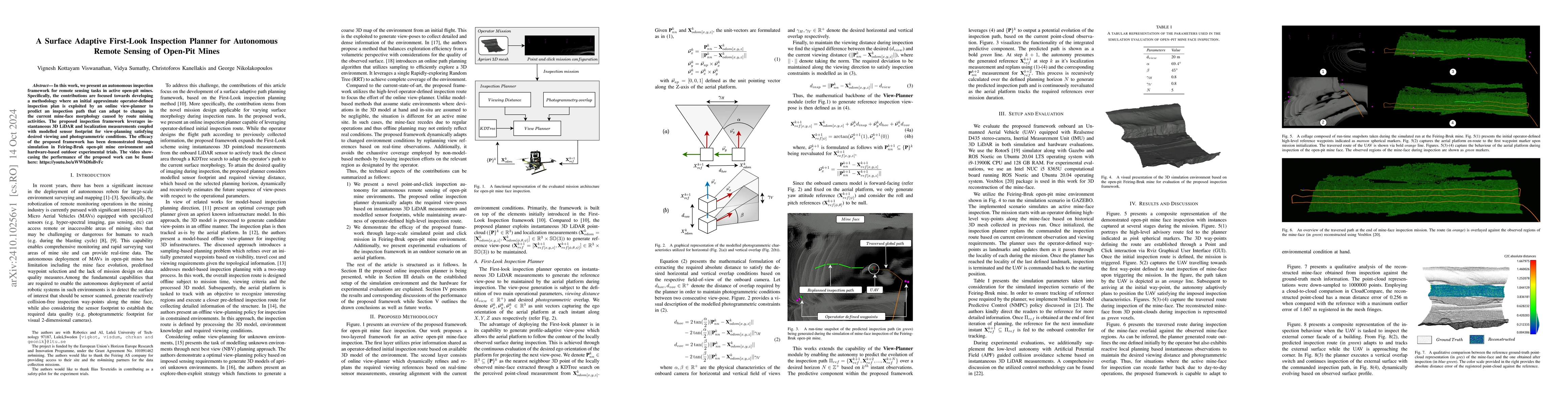 Thumbnail for A Surface Adaptive First-Look Inspection Planner for Autonomous Remote
  Sensing of Open-Pit Mines