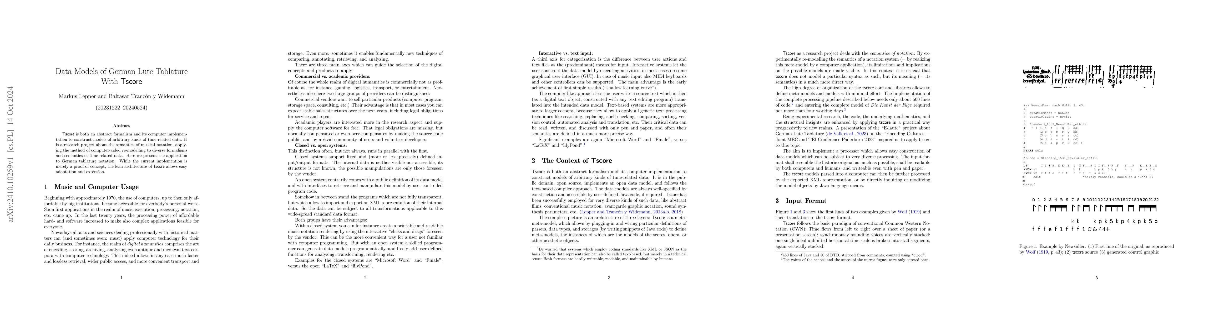 Thumbnail for Data Models of German Lute Tablature With TScore