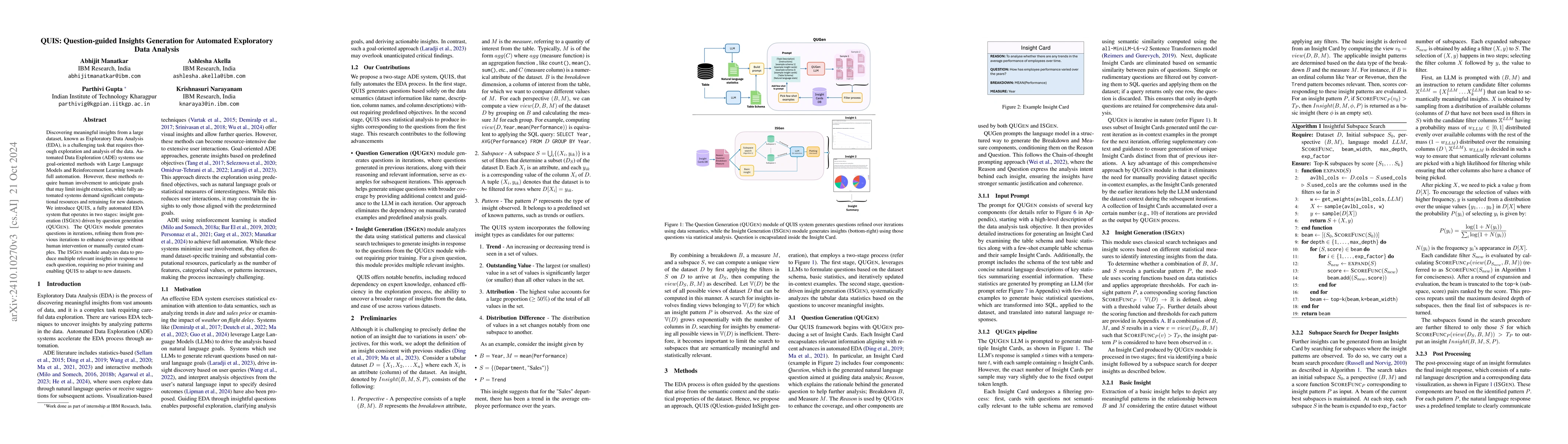 Thumbnail for QUIS: Question-guided Insights Generation for Automated Exploratory Data
  Analysis