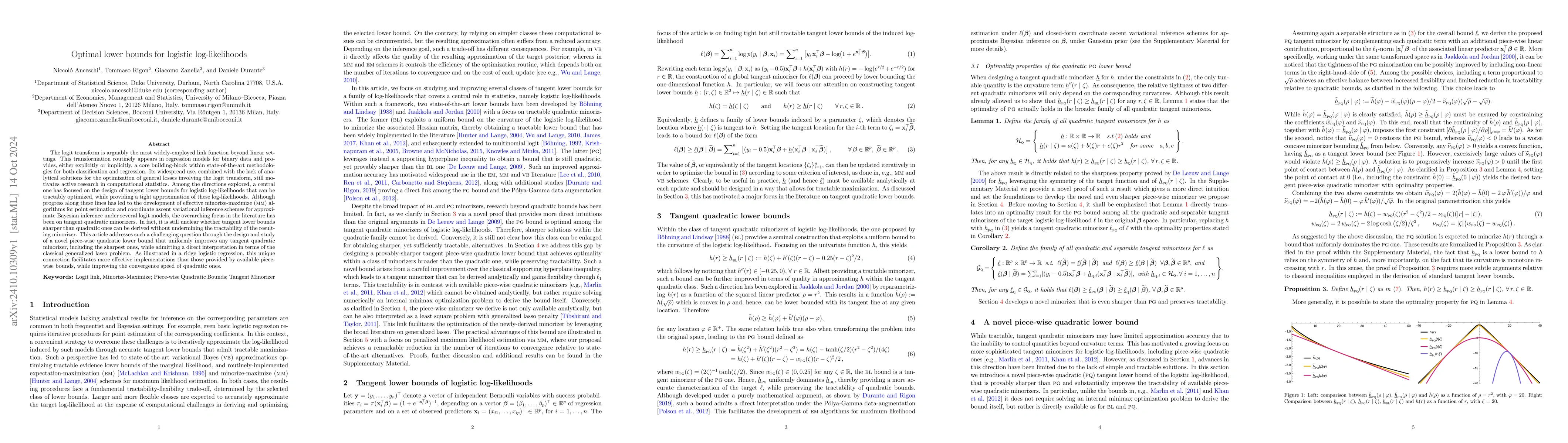Thumbnail for Optimal lower bounds for logistic log-likelihoods