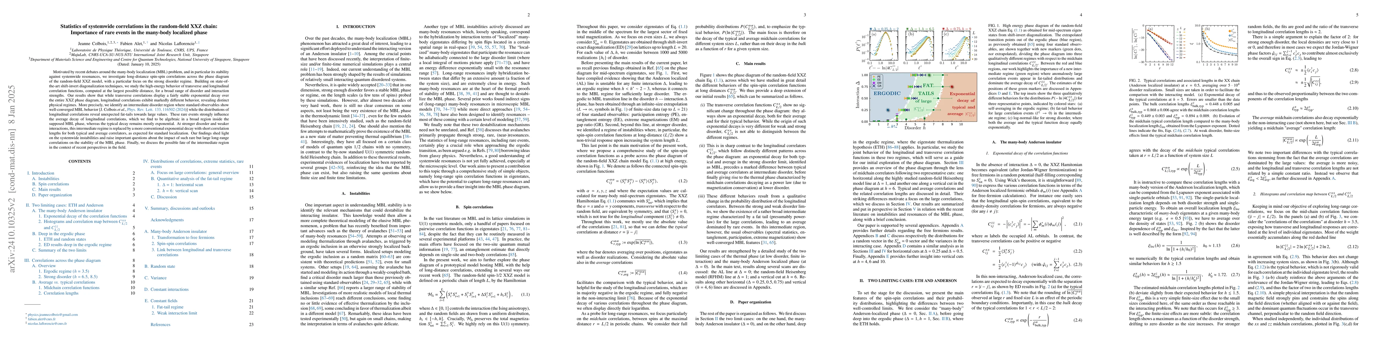 Thumbnail for Statistics of systemwide correlations in the random-field XXZ chain:
  Importance of rare events in the many-body localized phase