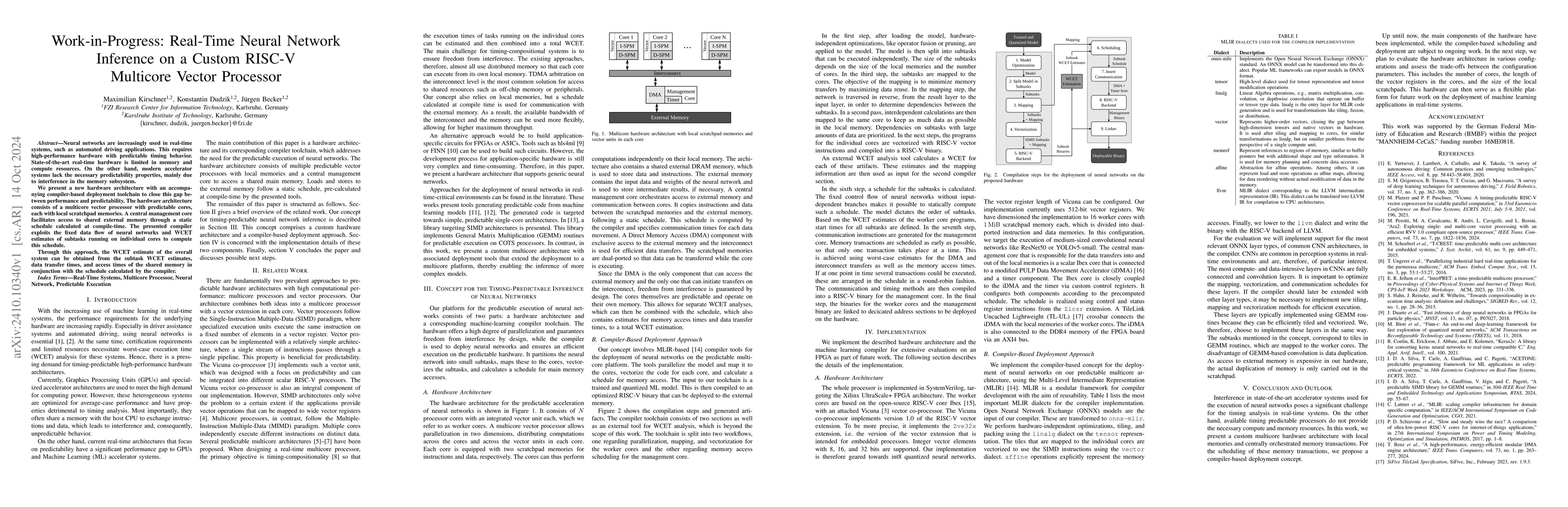 Thumbnail for Work-in-Progress: Real-Time Neural Network Inference on a Custom RISC-V
  Multicore Vector Processor
