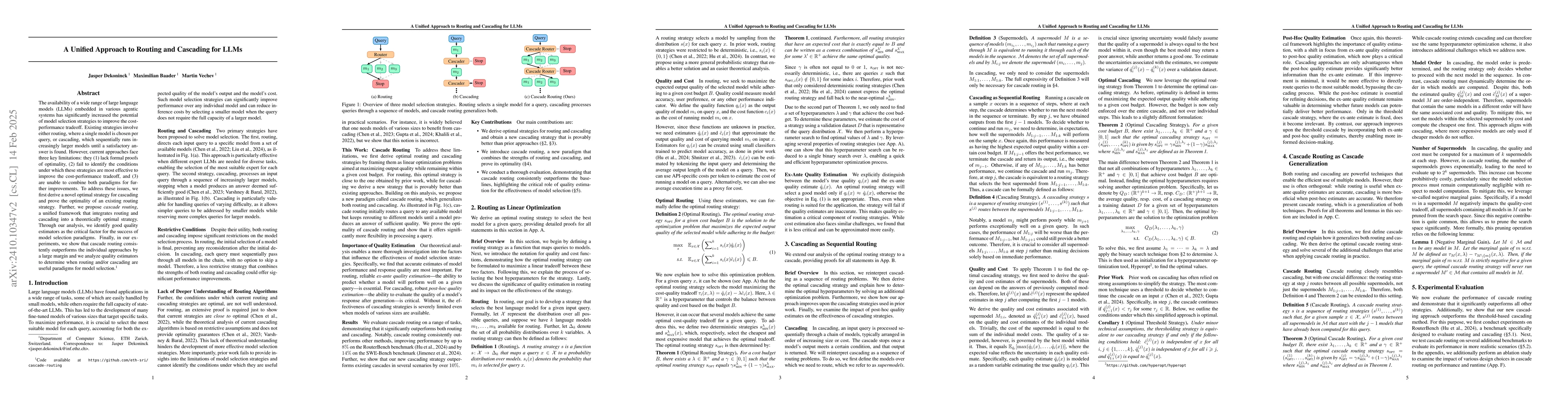 Thumbnail for A Unified Approach to Routing and Cascading for LLMs