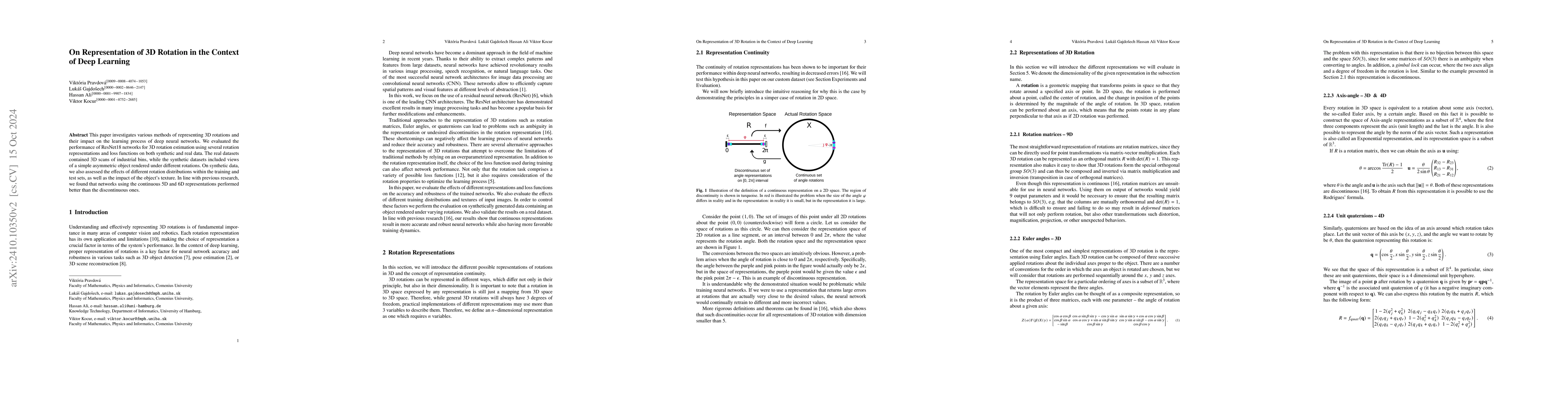 Thumbnail for On Representation of 3D Rotation in the Context of Deep Learning