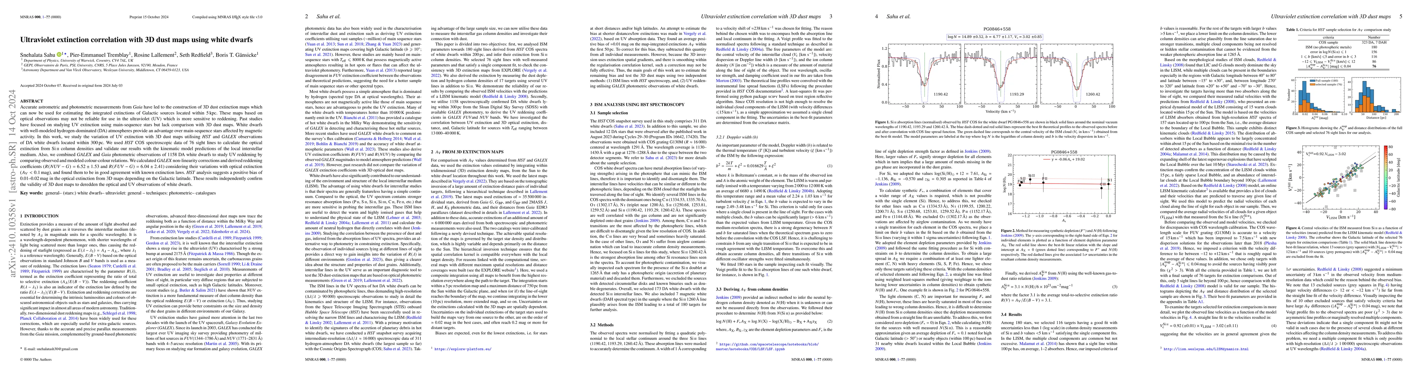 Thumbnail for Ultraviolet extinction correlation with 3D dust maps using white dwarfs
