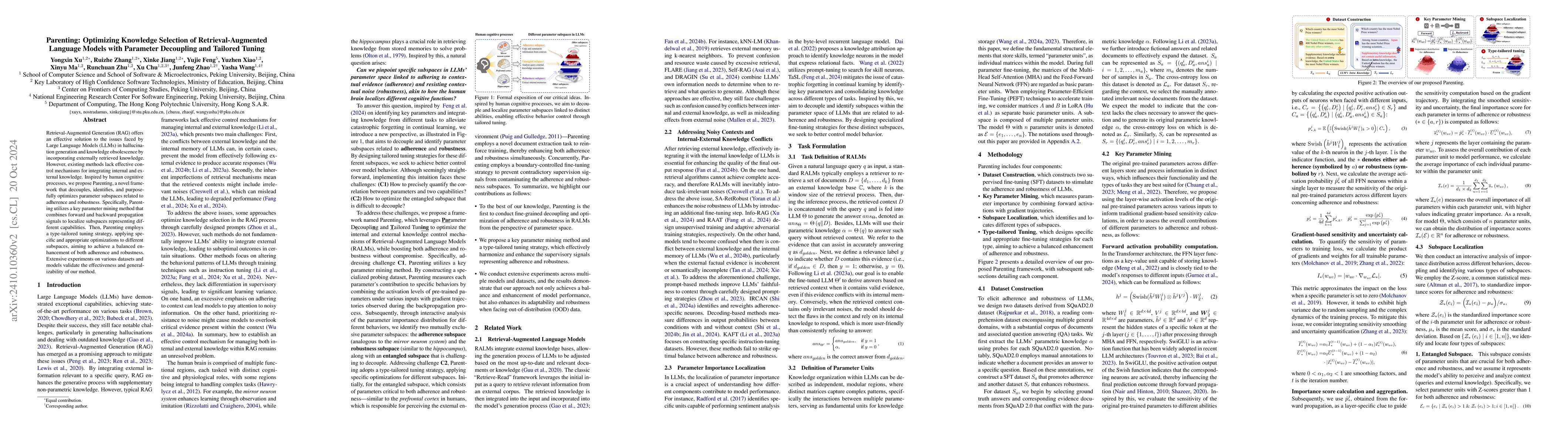 Thumbnail for Parenting: Optimizing Knowledge Selection of Retrieval-Augmented
  Language Models with Parameter Decoupling and Tailored Tuning