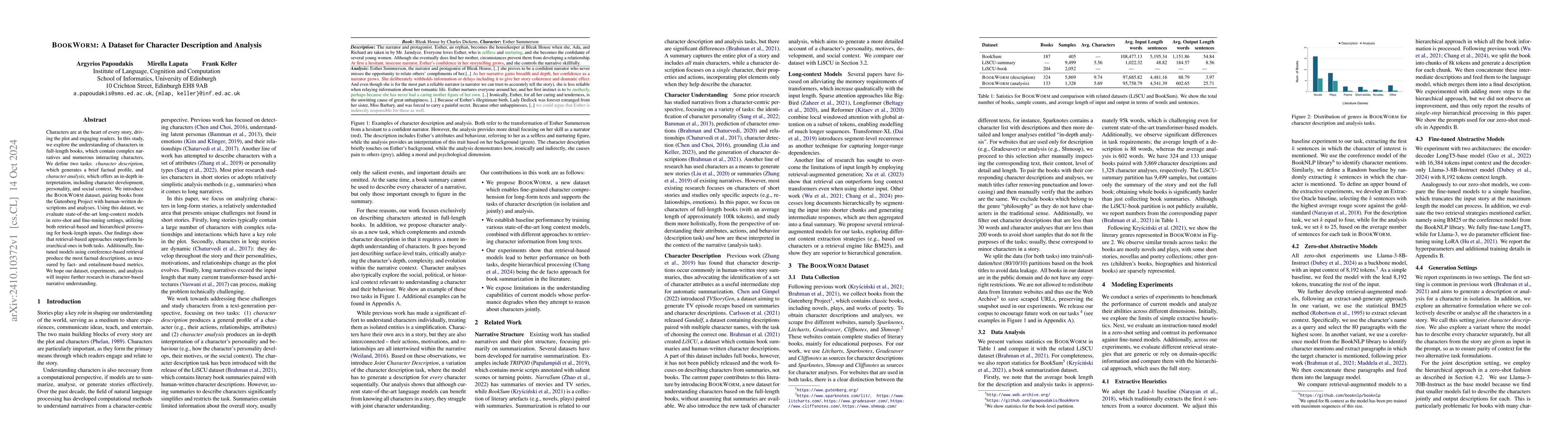 Thumbnail for BookWorm: A Dataset for Character Description and Analysis