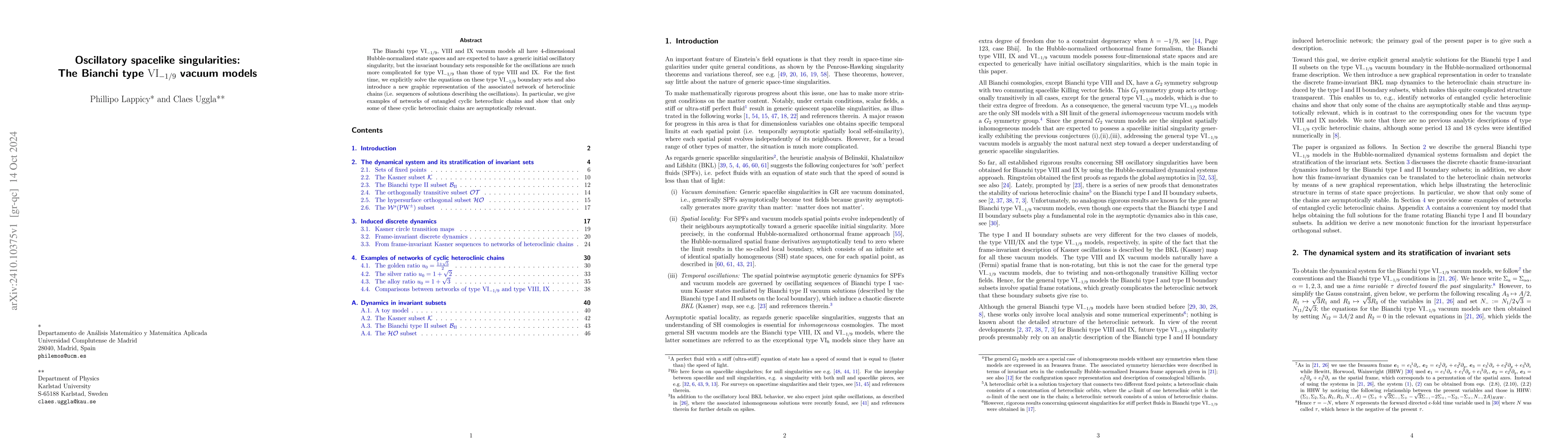Thumbnail for Oscillatory spacelike singularities: The Bianchi type
  $\mathrm{VI}_{-1/9}$ vacuum models