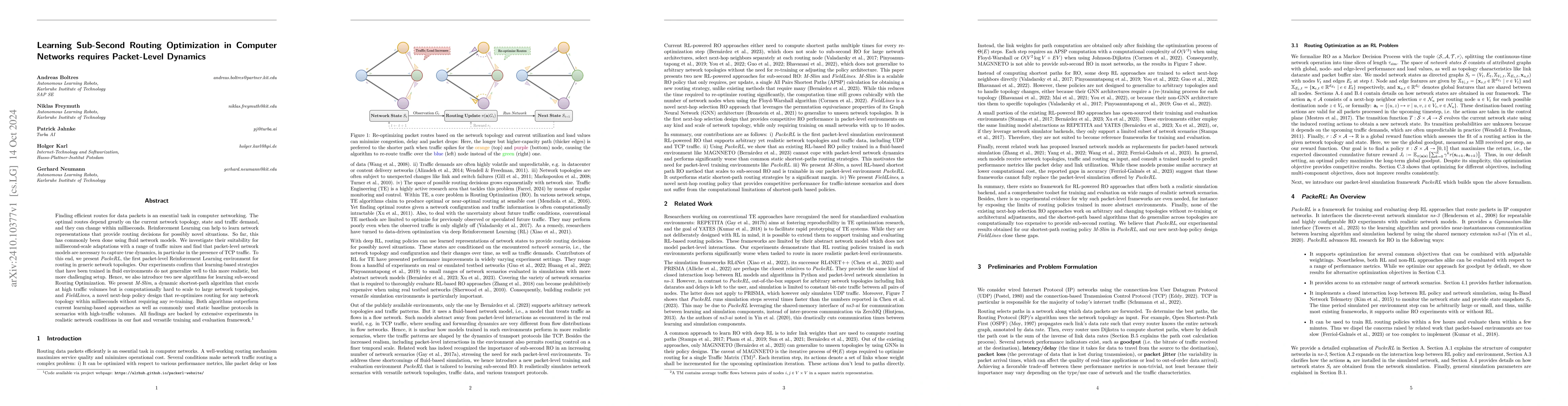 Thumbnail for Learning Sub-Second Routing Optimization in Computer Networks requires
  Packet-Level Dynamics