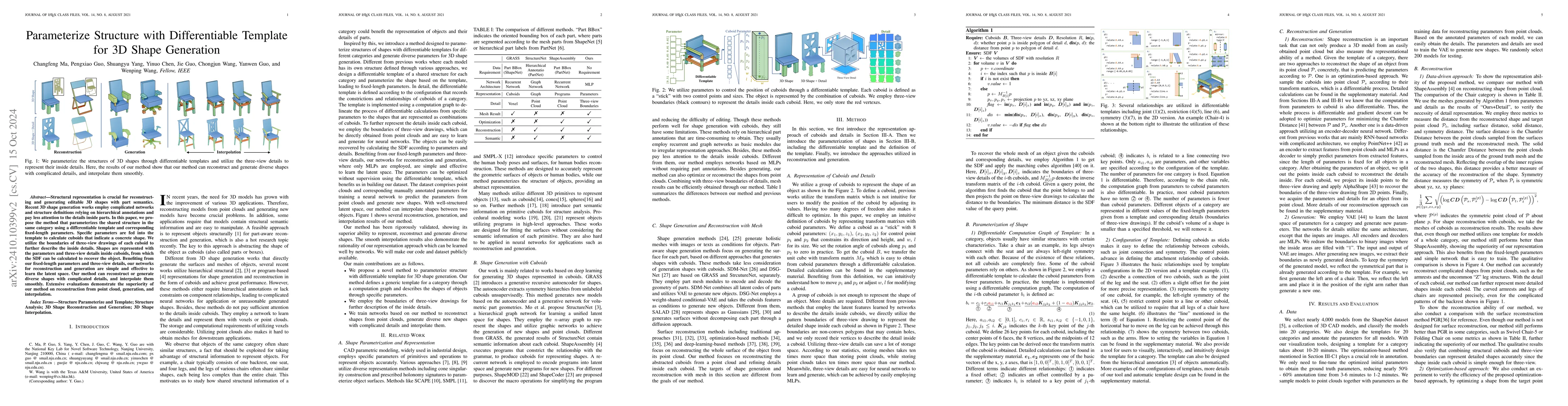 Thumbnail for Parameterize Structure with Differentiable Template for 3D Shape
  Generation