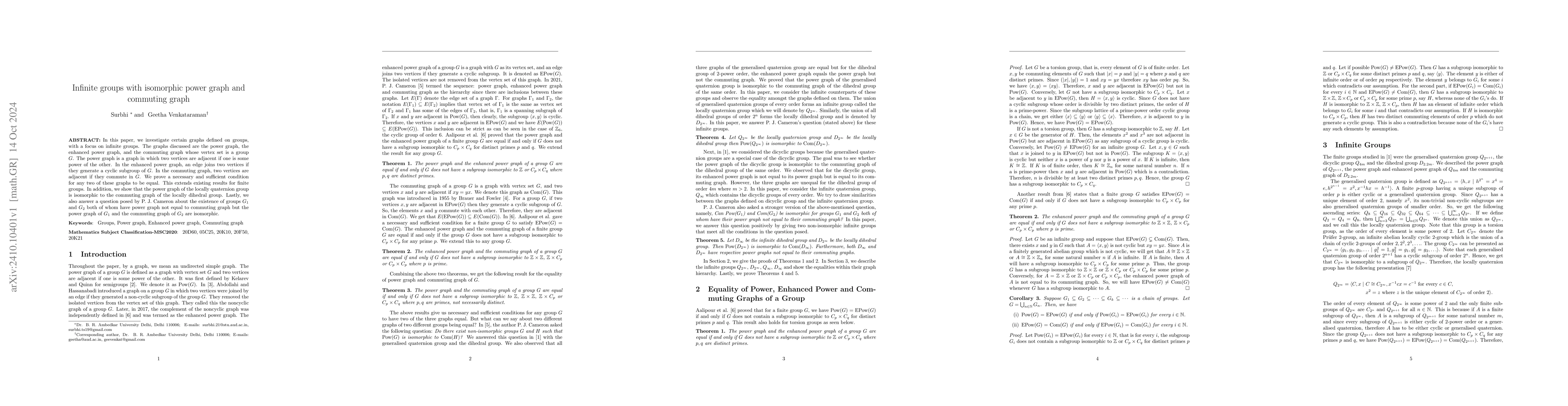 Thumbnail for Infinite groups with isomorphic power graph and commuting graph