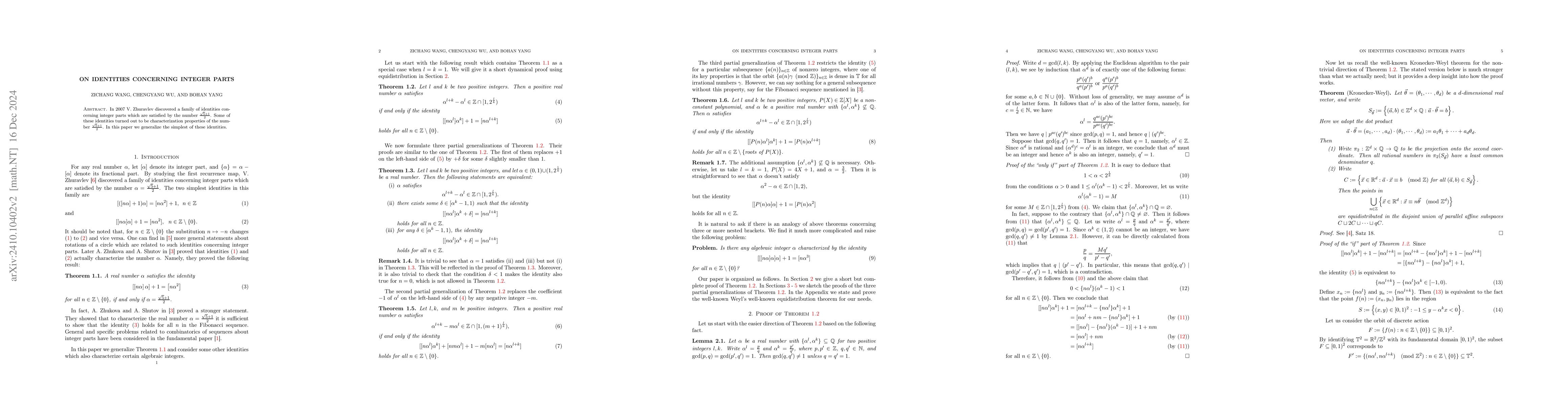 Thumbnail for On identities concerning integer parts