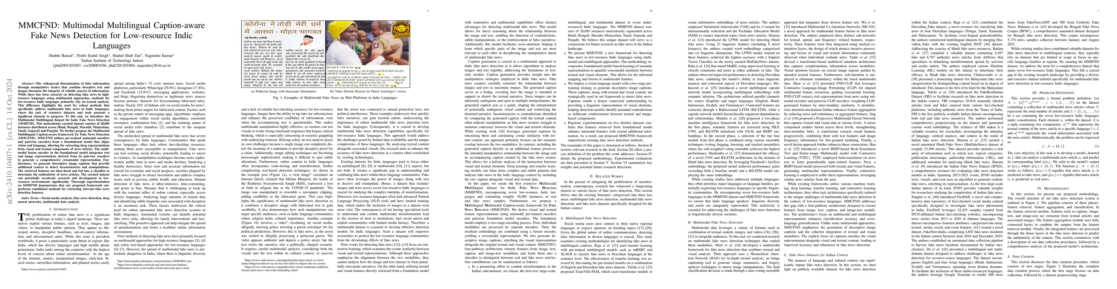 Thumbnail for MMCFND: Multimodal Multilingual Caption-aware Fake News Detection for
  Low-resource Indic Languages