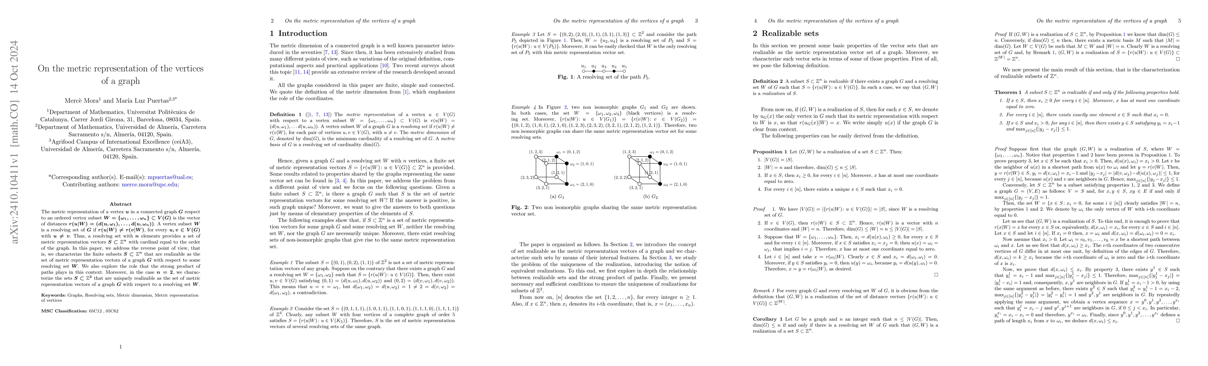 Thumbnail for On the metric representation of the vertices of a graph