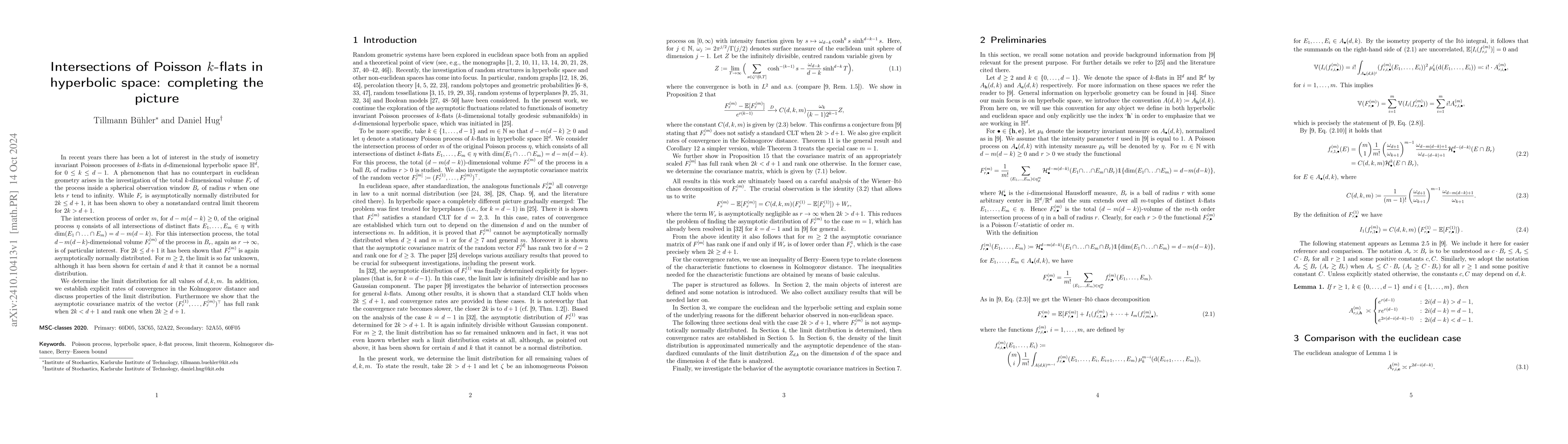 Thumbnail for Intersections of Poisson k-flats in hyperbolic space: completing the
  picture