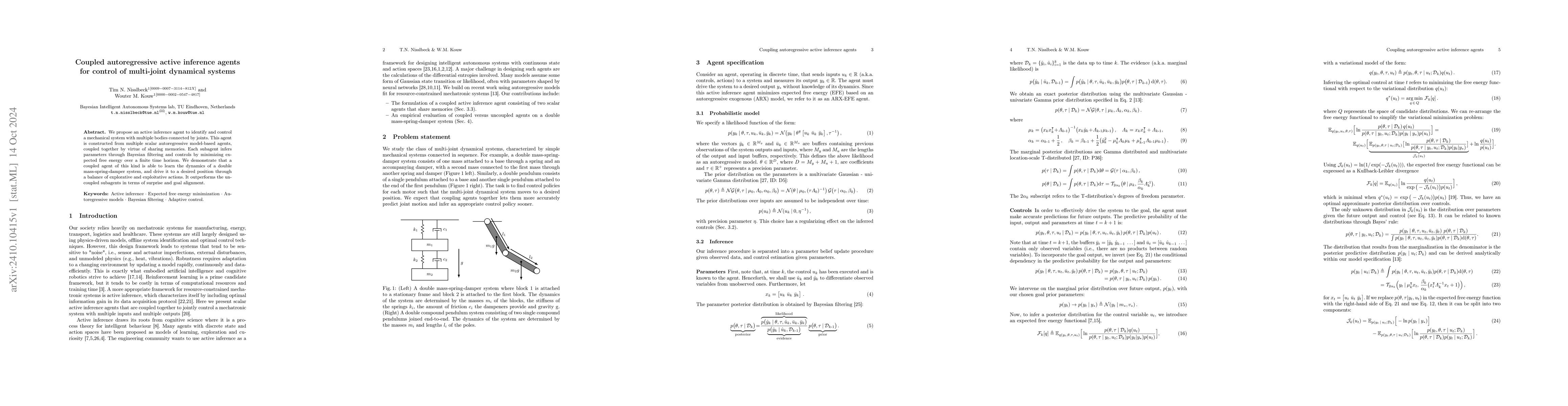 Thumbnail for Coupled autoregressive active inference agents for control of
  multi-joint dynamical systems