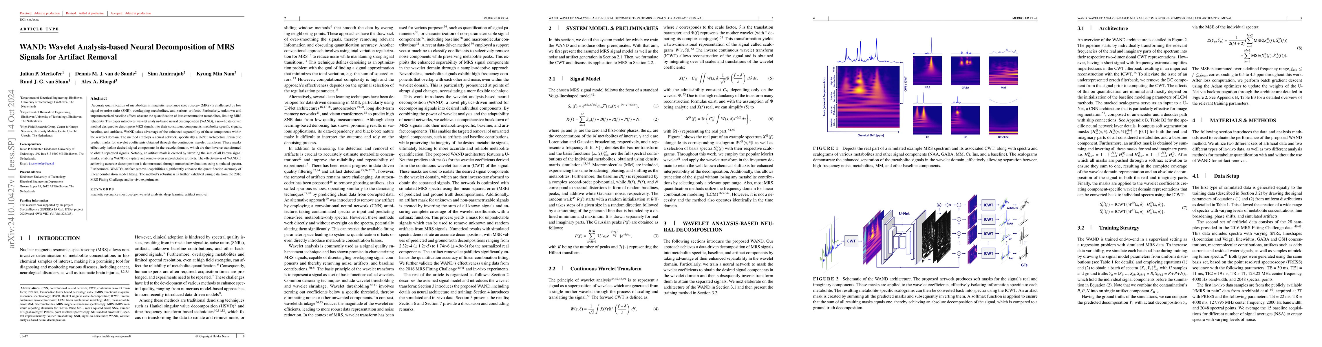 Thumbnail for WAND: Wavelet Analysis-based Neural Decomposition of MRS Signals for
  Artifact Removal