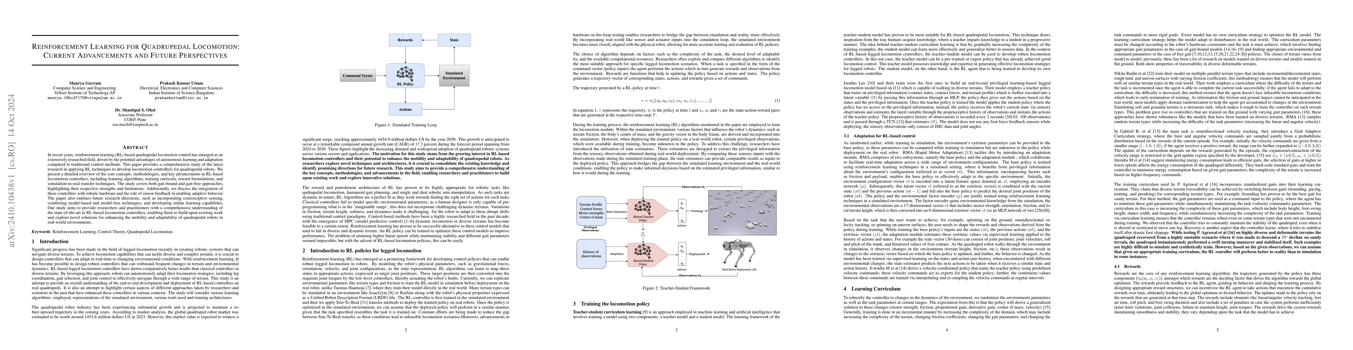 Thumbnail for Reinforcement Learning For Quadrupedal Locomotion: Current Advancements
  And Future Perspectives