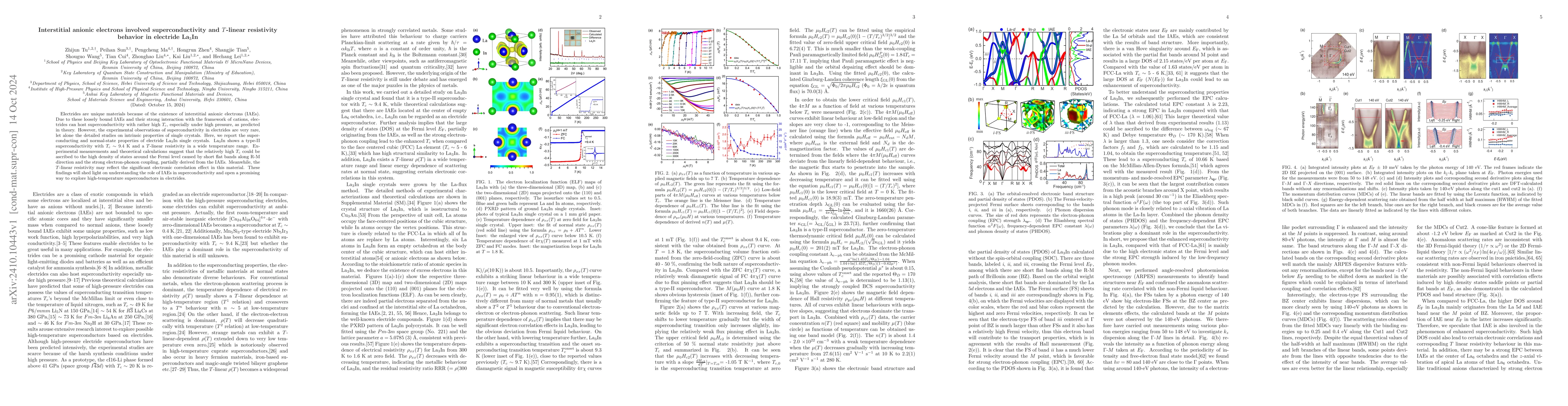 Thumbnail for Interstitial anionic electrons involved superconductivity and T-linear
  resistivity behavior in electride La3In