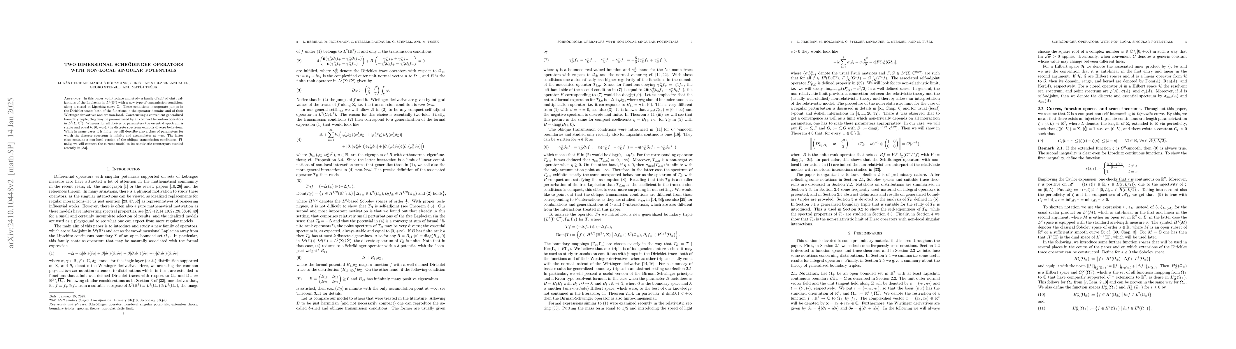 Thumbnail for Two-dimensional Schrödinger operators with non-local singular
  potentials