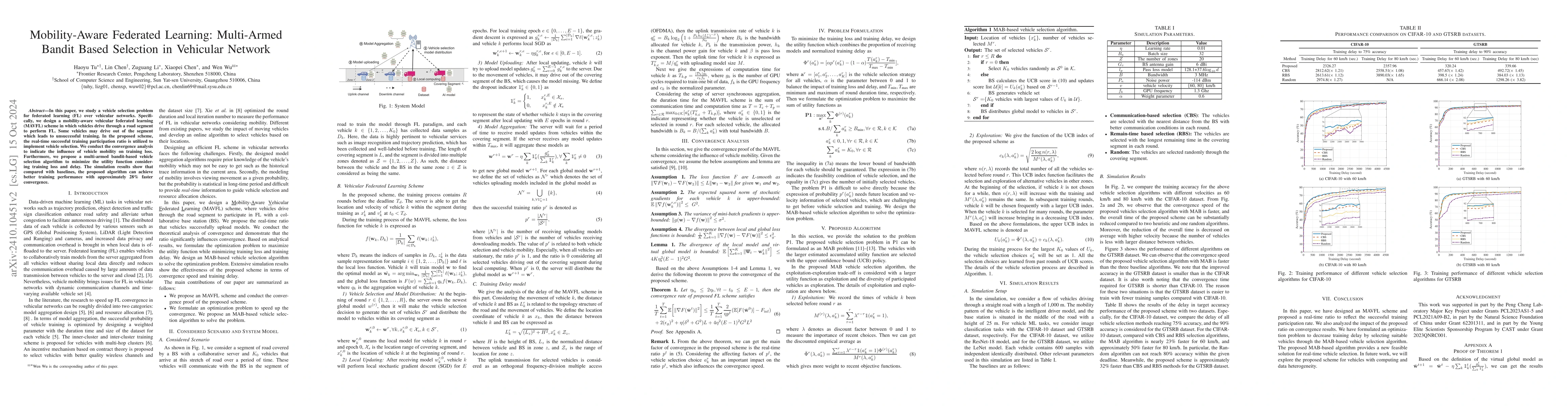 Thumbnail for Mobility-Aware Federated Learning: Multi-Armed Bandit Based Selection in
  Vehicular Network