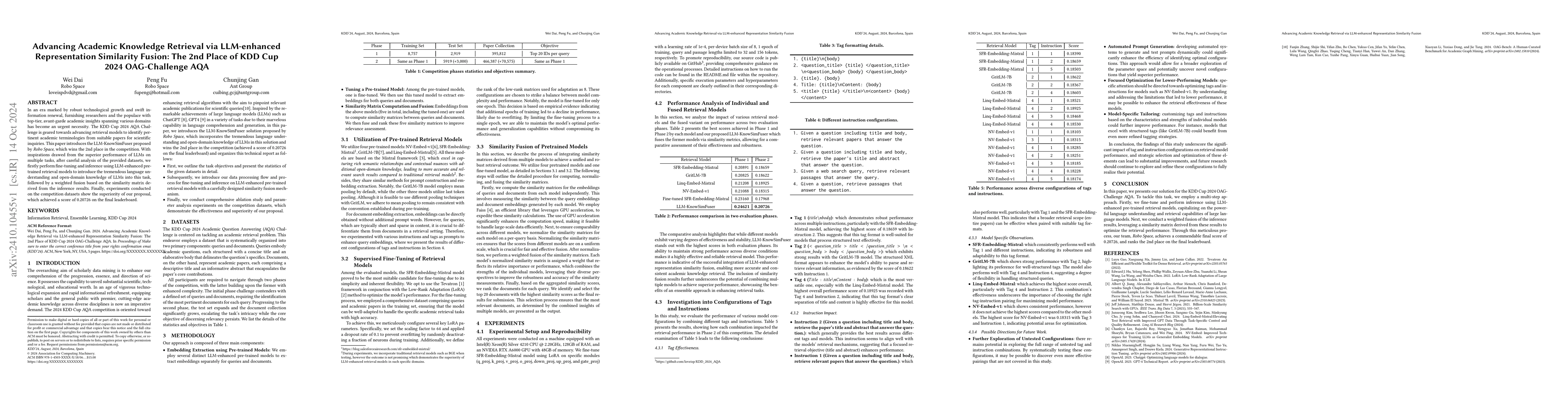 Thumbnail for Advancing Academic Knowledge Retrieval via LLM-enhanced Representation
  Similarity Fusion