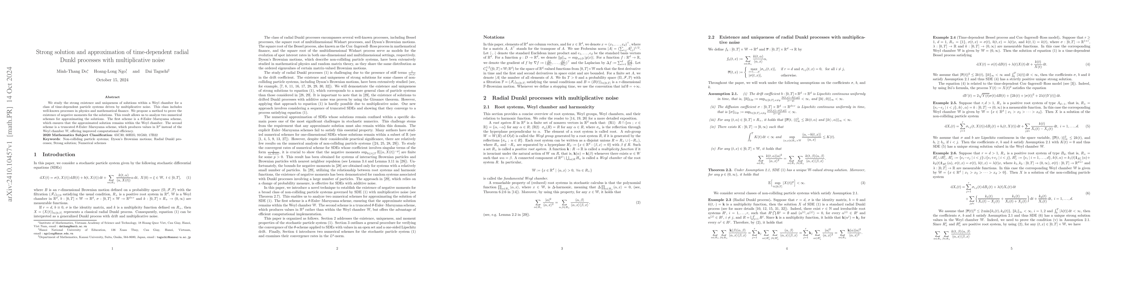 Thumbnail for Strong solution and approximation of time-dependent radial Dunkl
  processes with multiplicative noise