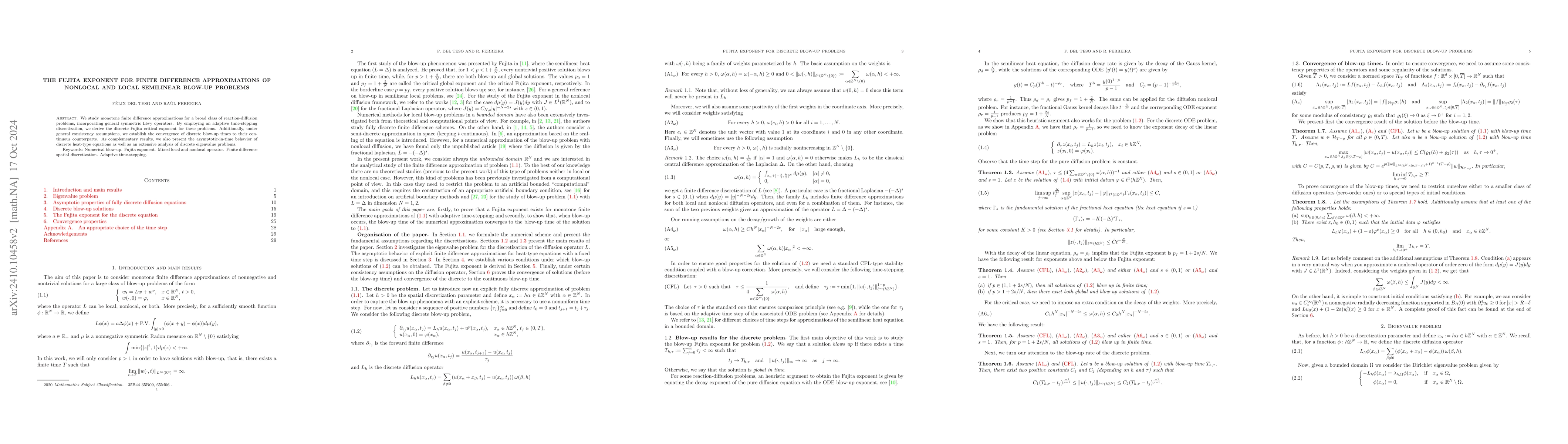 Thumbnail for The Fujita exponent for finite difference approximations of nonlocal and
  local semilinear blow-up problems