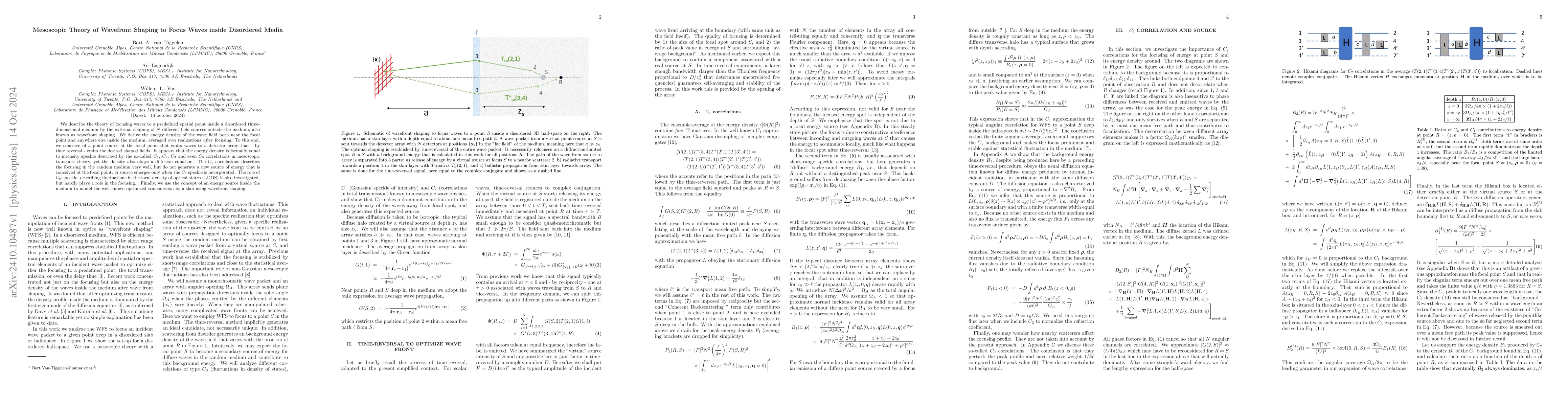 Thumbnail for Mesoscopic Theory of Wavefront Shaping to Focus Waves inside Disordered
  Media