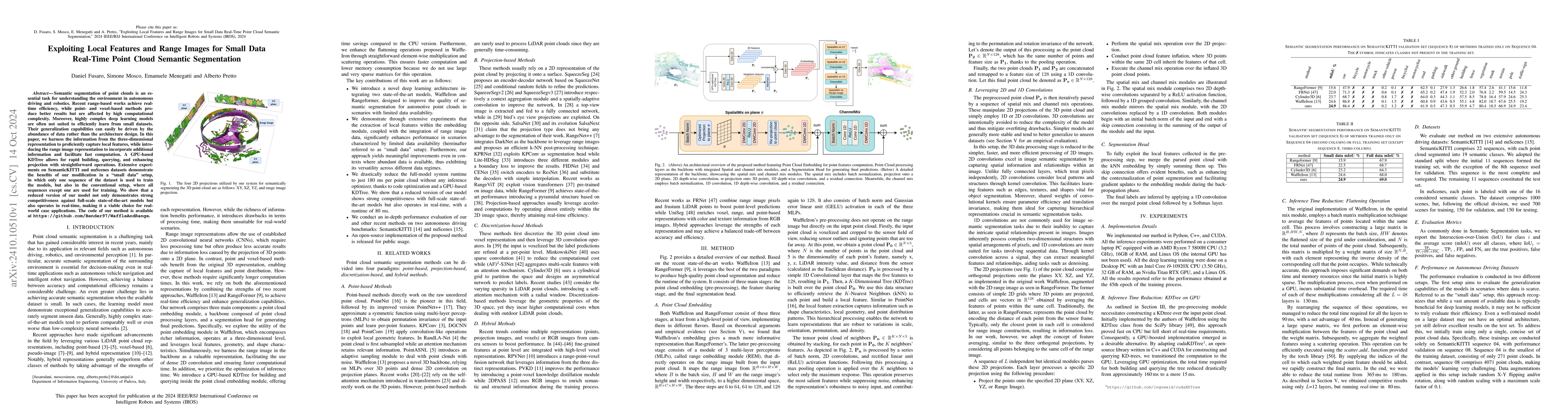 Thumbnail for Exploiting Local Features and Range Images for Small Data Real-Time
  Point Cloud Semantic Segmentation
