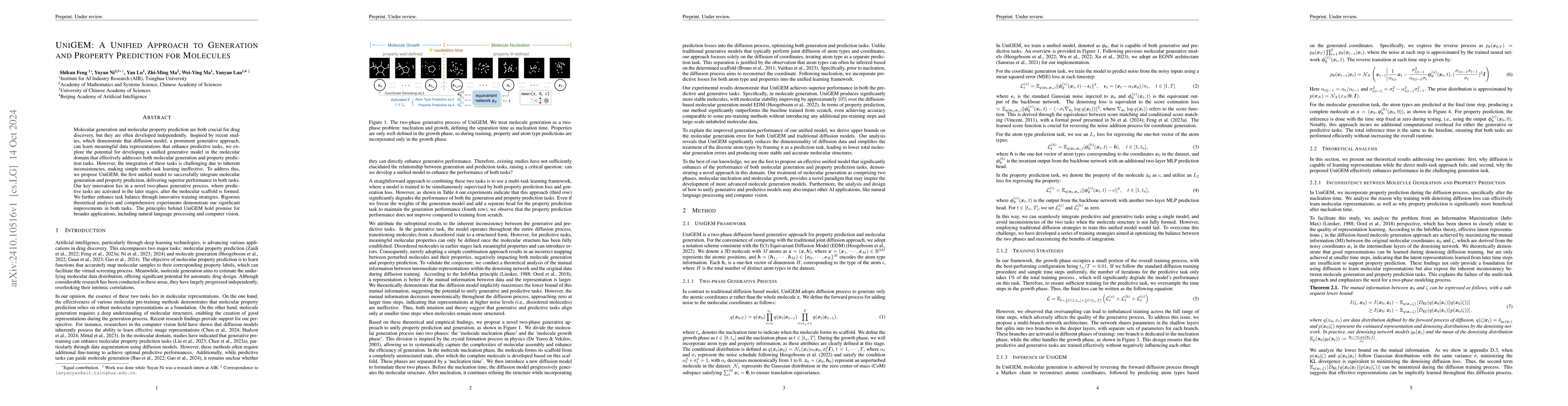 Thumbnail for UniGEM: A Unified Approach to Generation and Property Prediction for
  Molecules