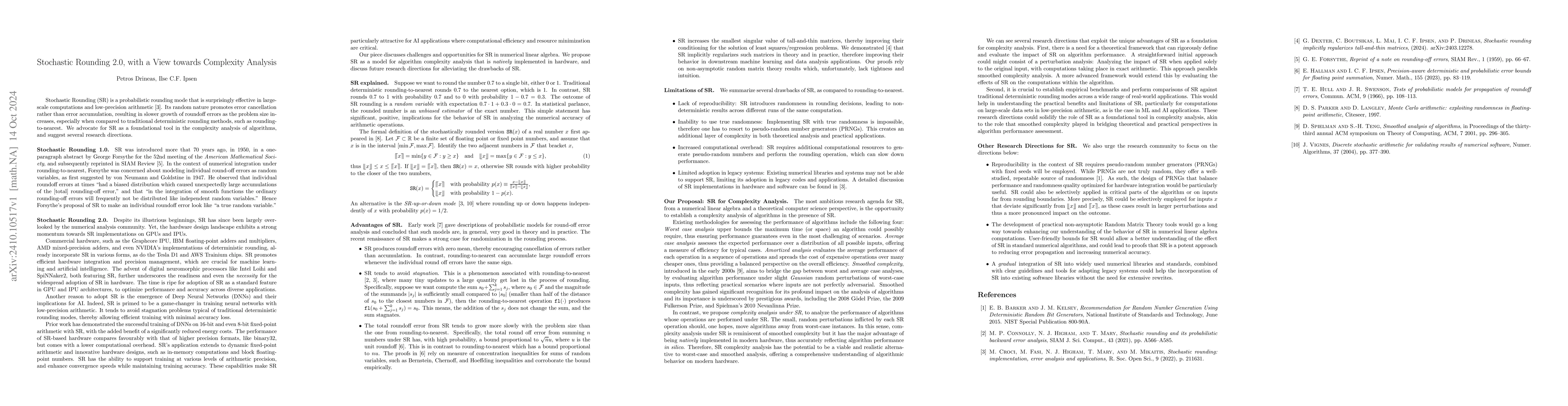 Thumbnail for Stochastic Rounding 2.0, with a View towards Complexity Analysis