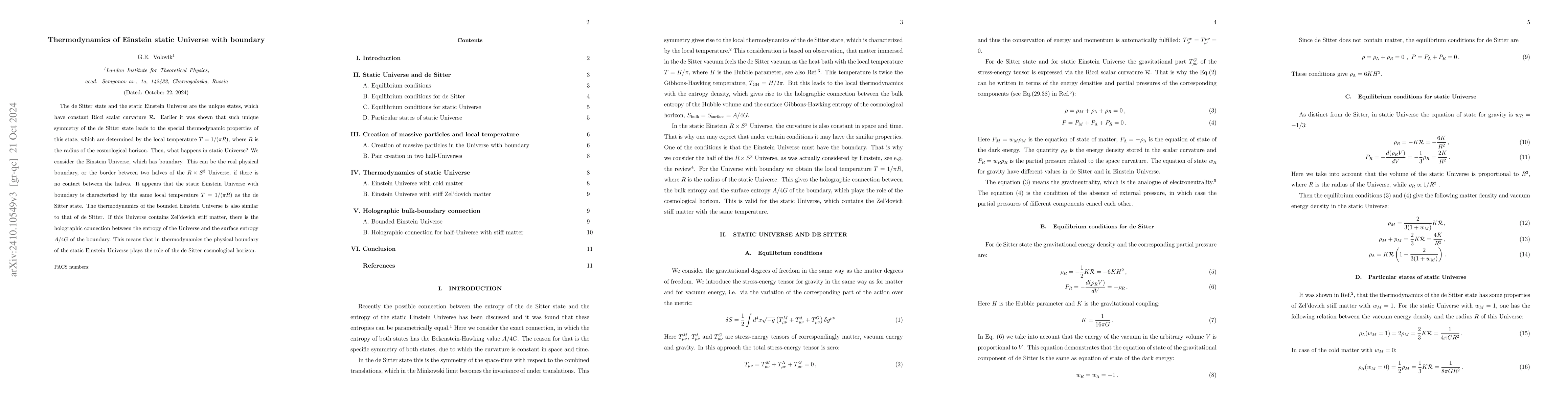 Thumbnail for Thermodynamics of Einstein static Universe with boundary