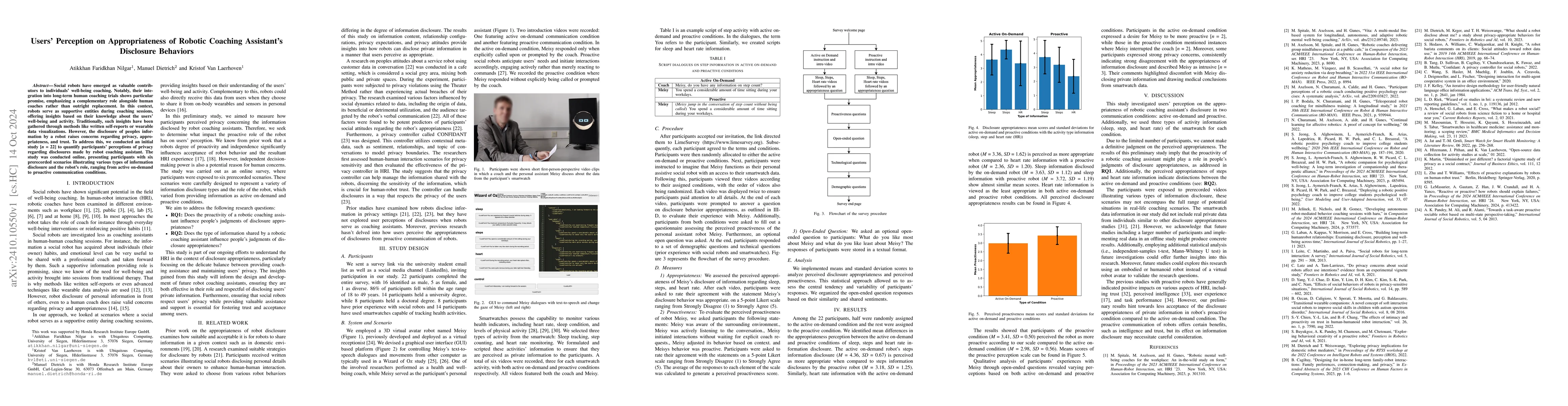 Thumbnail for Users' Perception on Appropriateness of Robotic Coaching Assistant's
  Disclosure Behaviors
