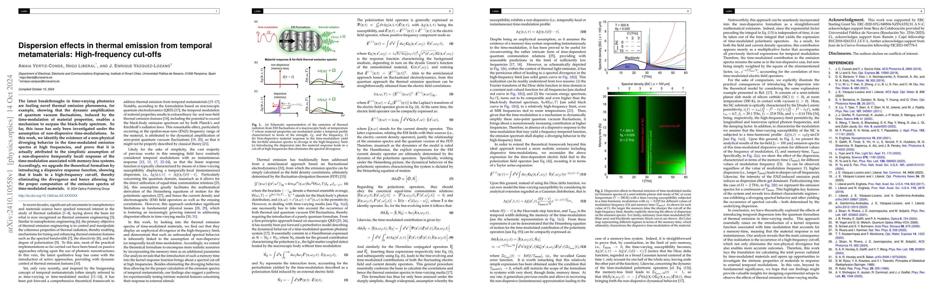 Thumbnail for Dispersion effects in thermal emission from temporal metamaterials:
  High-frequency cut-offs
