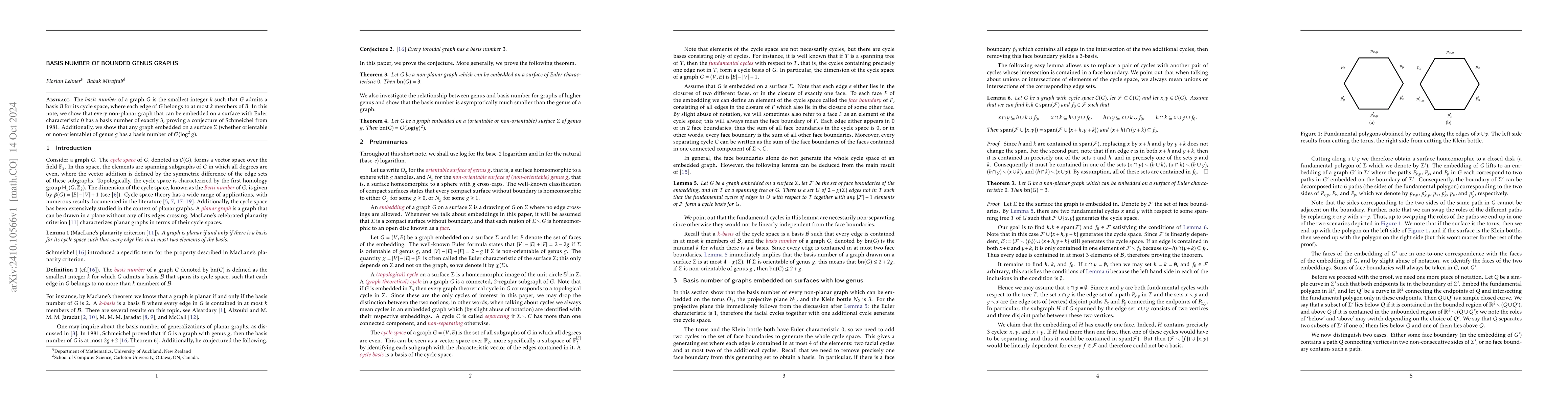 Thumbnail for Basis number of bounded genus graphs
