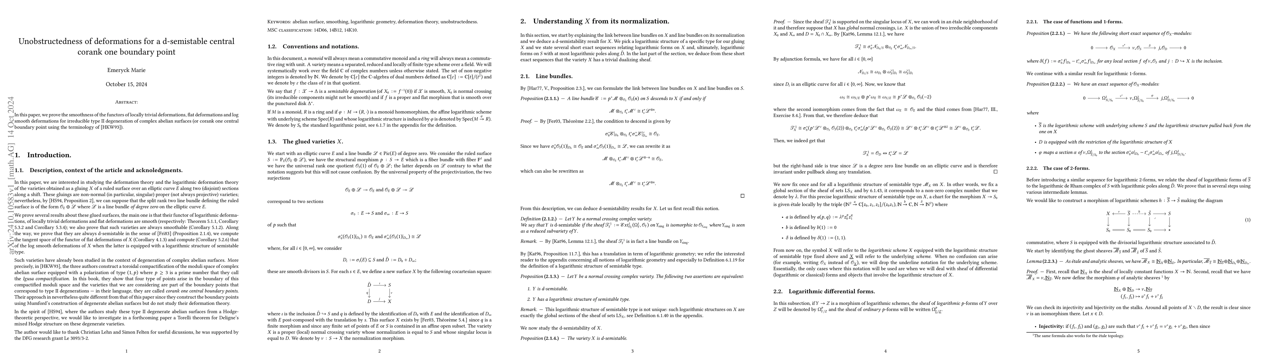 Thumbnail for Unobstructedness of deformations for a d-semistable central corank one
  boundary point