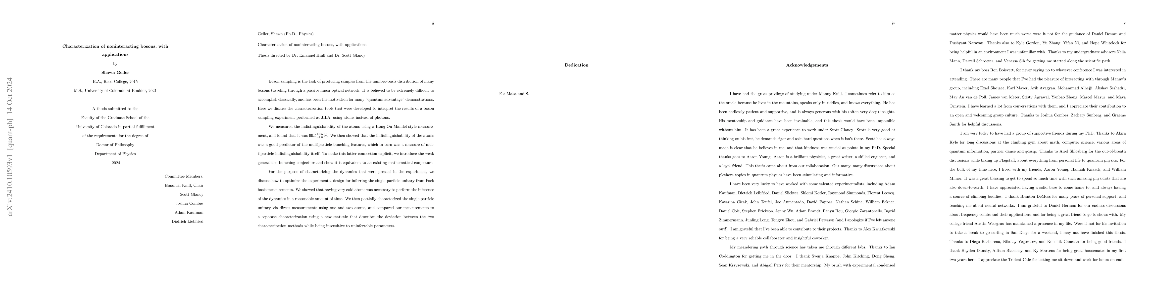 Thumbnail for Characterization of Noninteracting Bosons, with Applications