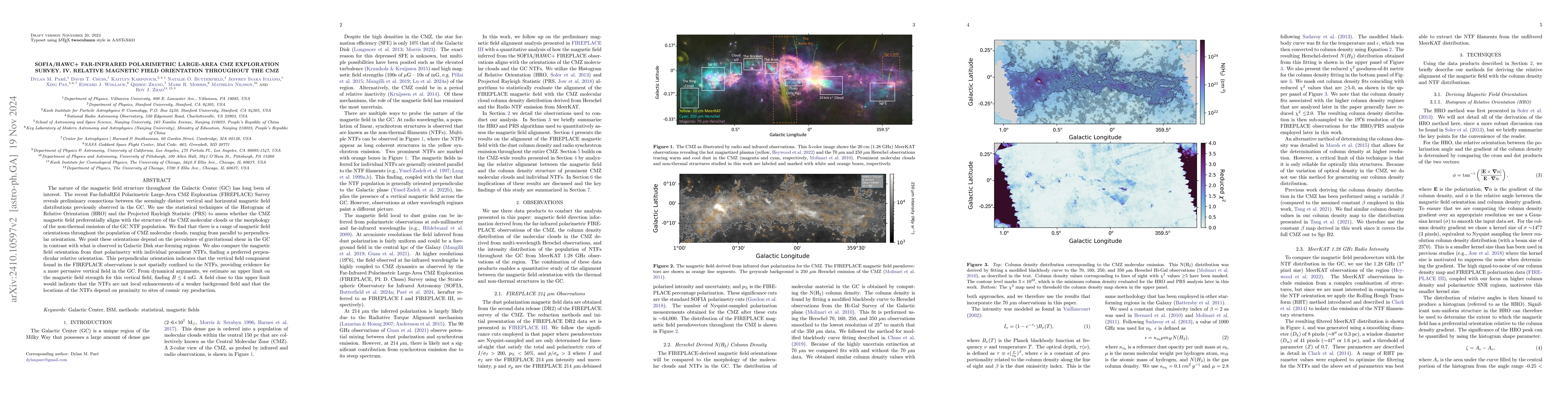 Thumbnail for SOFIA/HAWC+ Far-Infrared Polarimetric Large-Area CMZ Exploration Survey.
  IV. Relative Magnetic Field Orientation Throughout the CMZ