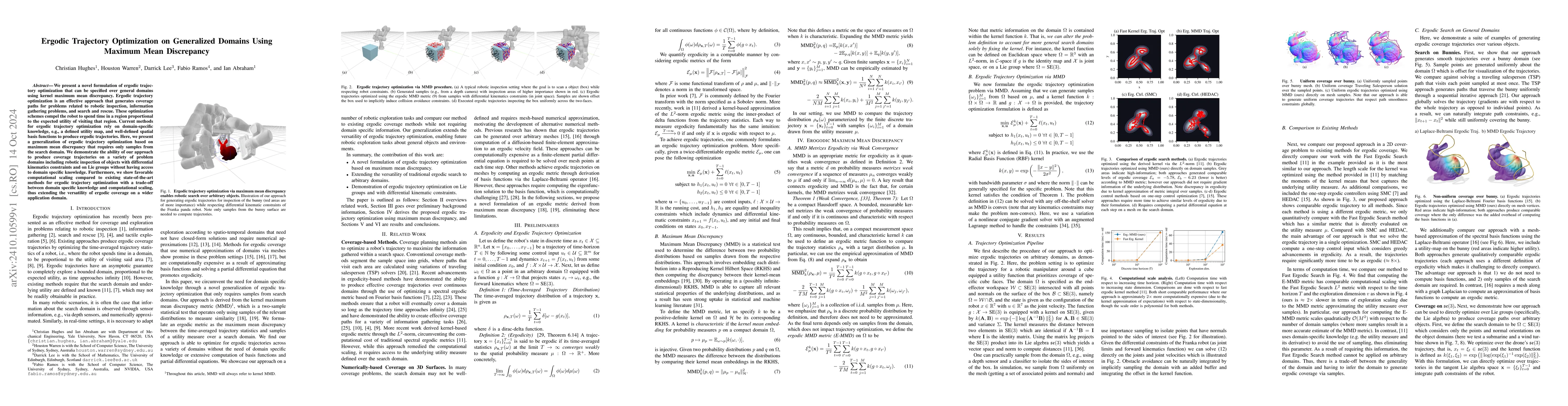 Thumbnail for Ergodic Trajectory Optimization on Generalized Domains Using Maximum
  Mean Discrepancy