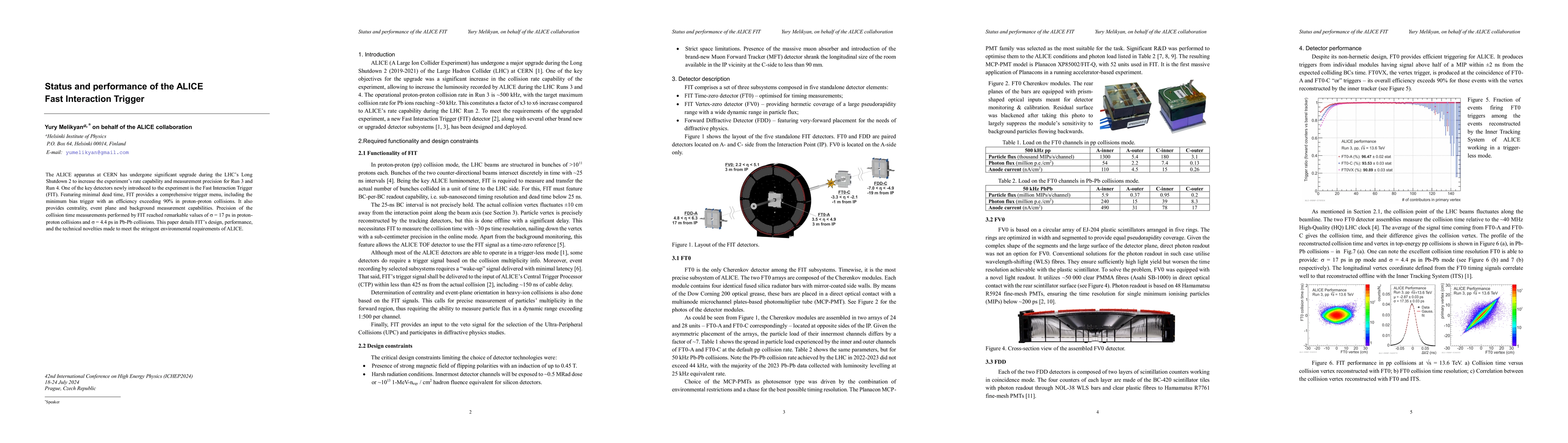 Thumbnail for Status and performance of the ALICE Fast Interaction Trigger